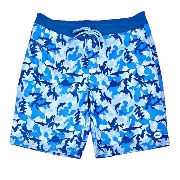 Vineyard Vines Board Shorts Men's 33 Blue Sharks Drawstring Swim Trunks Beach - Picture 1 of 4